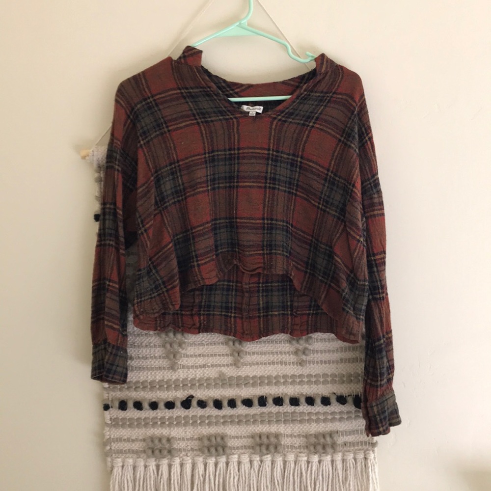 MADEWELL cozy and warm plaid crop shirt.